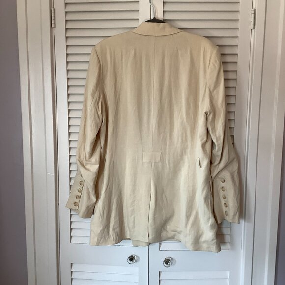 Free People oversized Olivia jacket blazer double-breasted cream large *no belt* - Picture 6 of 11